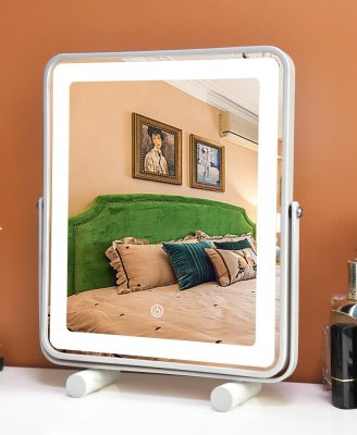 Makeup Vanity Mirror with Lights,13" Large Hollywood LED Lighted Make up Mirror for Bedroom Tabletop,Three Color Lighting Modes,Smart Touch Control, 360°Rotation