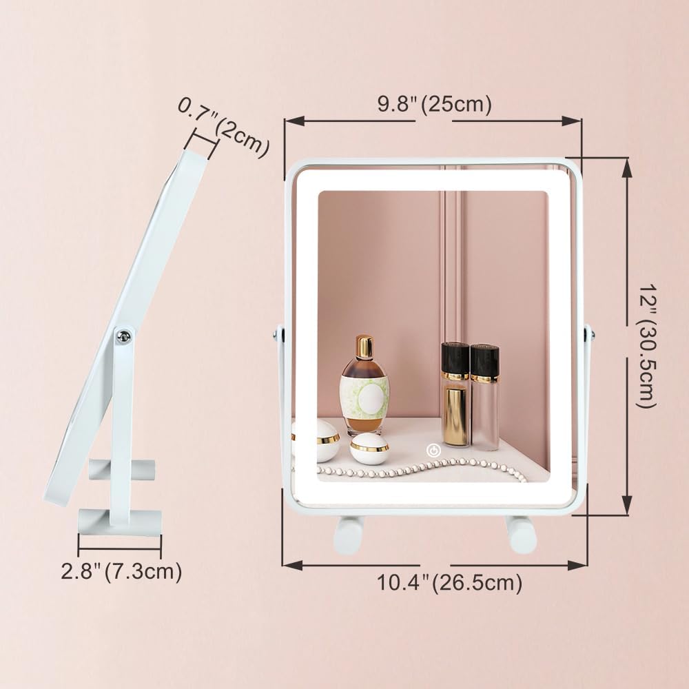 Makeup Vanity Mirror with Lights,13" Large Hollywood LED Lighted Make up Mirror for Bedroom Tabletop,Three Color Lighting Modes,Smart Touch Control, 360°Rotation - Image 2