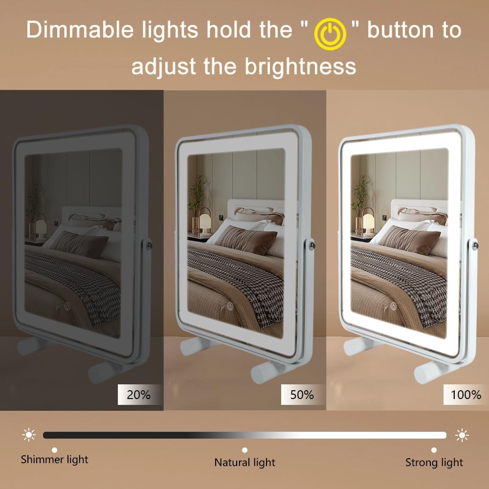 Makeup Vanity Mirror with Lights,13" Large Hollywood LED Lighted Make up Mirror for Bedroom Tabletop,Three Color Lighting Modes,Smart Touch Control, 360°Rotation - Image 4