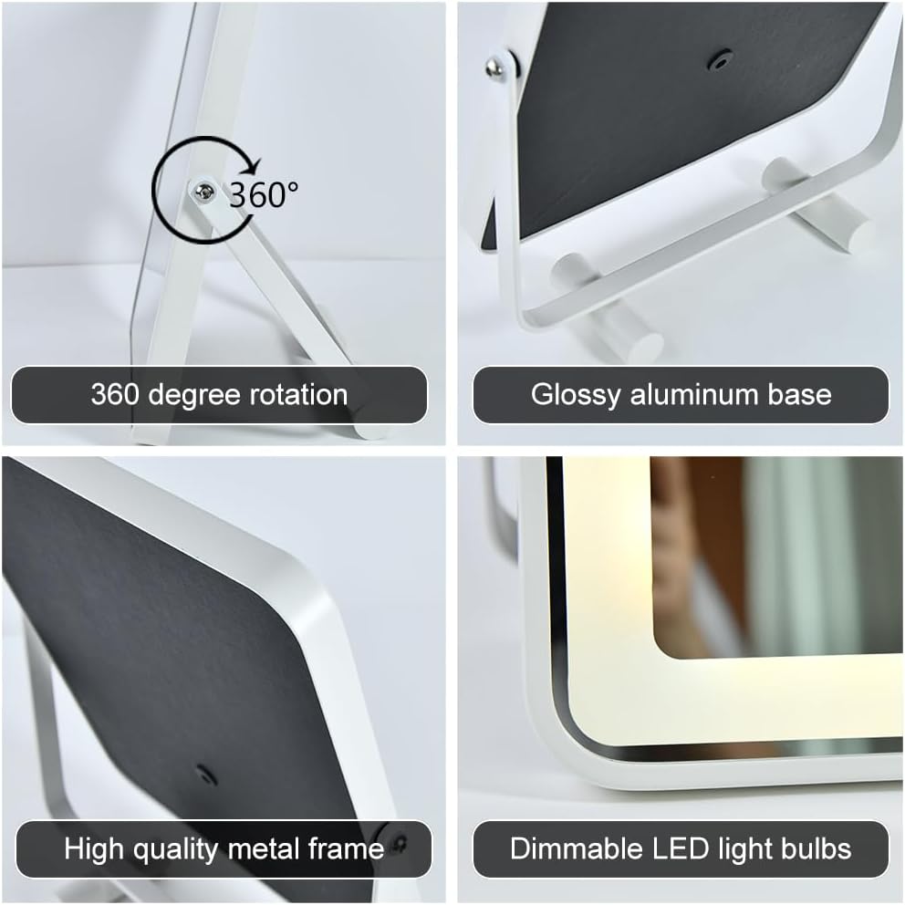 Makeup Vanity Mirror with Lights,13" Large Hollywood LED Lighted Make up Mirror for Bedroom Tabletop,Three Color Lighting Modes,Smart Touch Control, 360°Rotation - Image 5