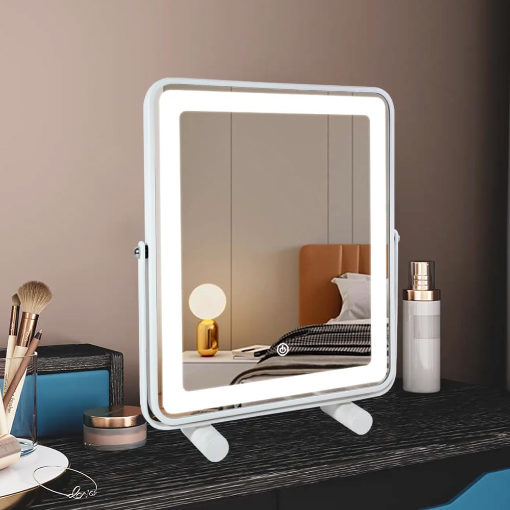 Makeup Vanity Mirror with Lights,13" Large Hollywood LED Lighted Make up Mirror for Bedroom Tabletop,Three Color Lighting Modes,Smart Touch Control, 360°Rotation - Image 6