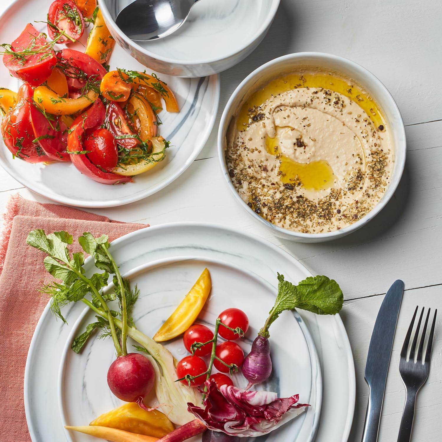 Stone Lain Porcelain 32 Piece Dinnerware Set, Cool Gray Swirl, Marble Design - Image 7